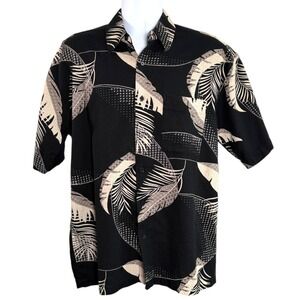 Scandia Woods Mens Abstract Tropical Print Camp Collar Button Down Shirt Sz L